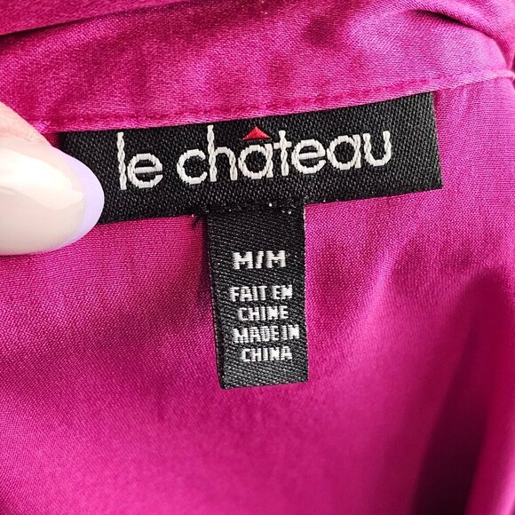 Le Chateau Silk Blend Pink Button Down Blouse Sz M - Picture 7 of 9